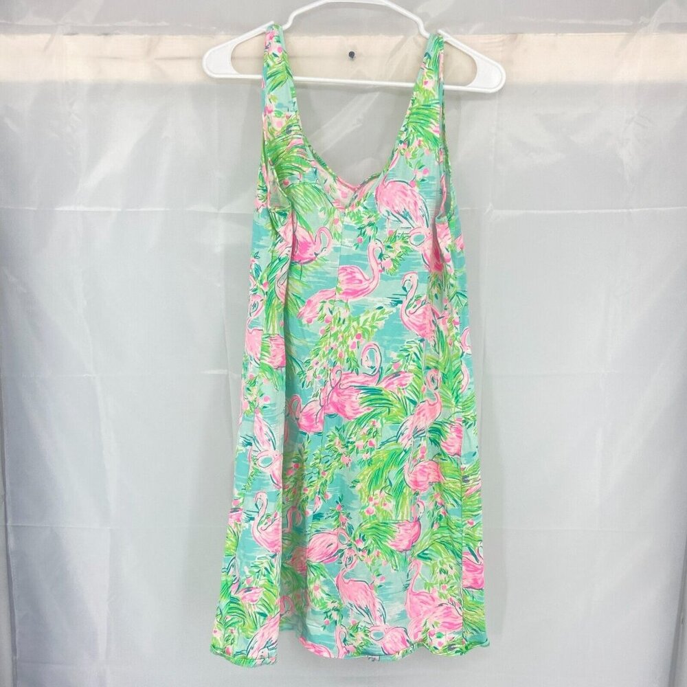 Lilly Pulitzer Women L Adrianna Dress Flamingo Tropical Colorful Swing Vacation - Picture 4 of 10